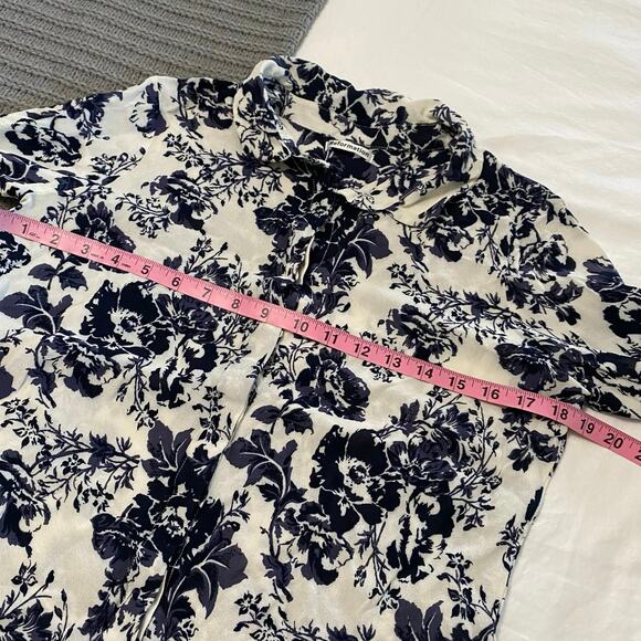 Reformation Floral Print Blouse - Navy and White - Picture 9 of 9